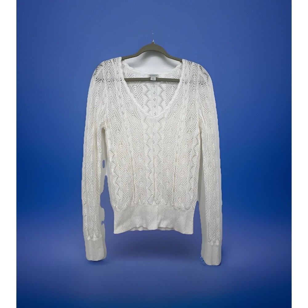 Sundance Womens Meadow Morning Open Knit Crochet Sweater Sz S Pointellle Coastal